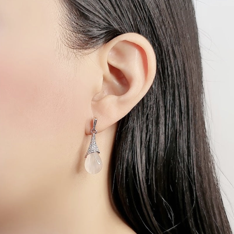 Simulated Moonstone Drop Earrings.