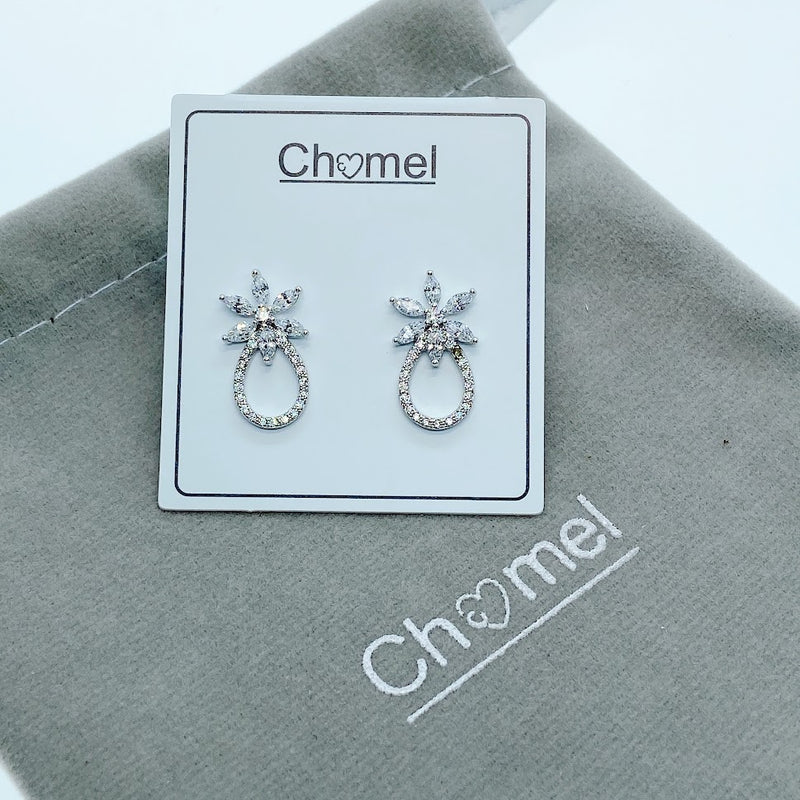 Flower Cubic Zirconia  Earrings.