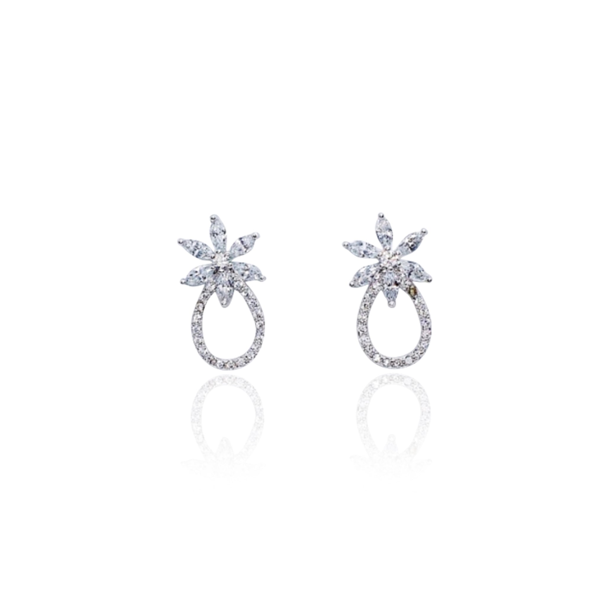 Flower Cubic Zirconia  Earrings.