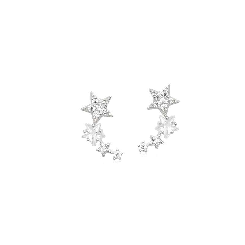 Star Cubic Zirconia Rhodium Earrings - Chomel Singapore.