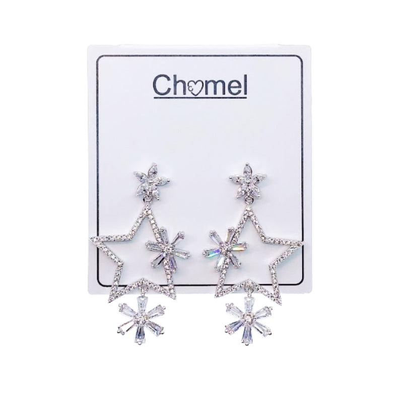 Star Cubic Zirconia Drop Earrings.
