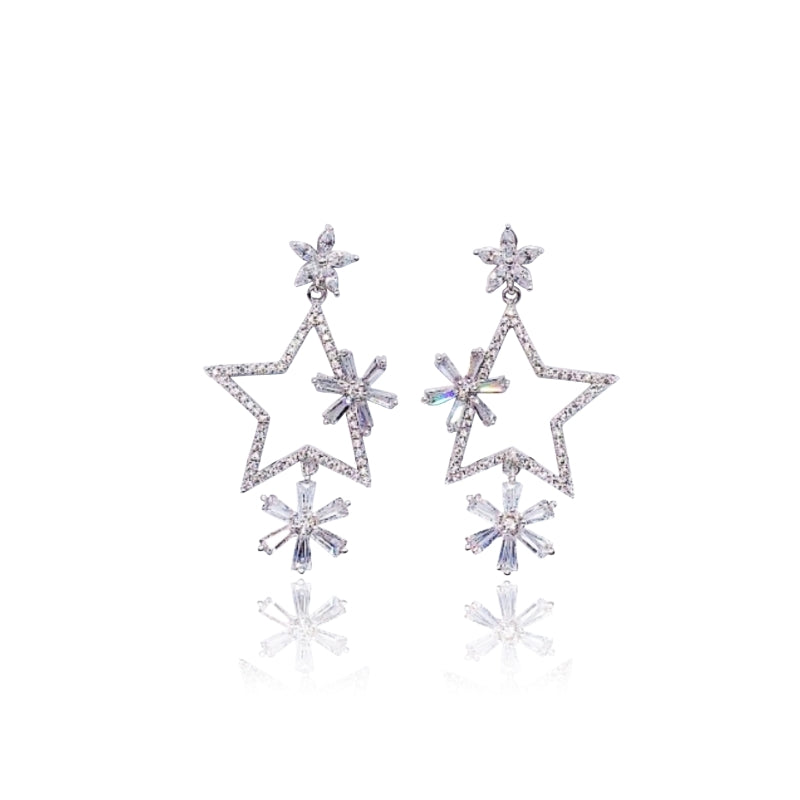 Star Cubic Zirconia Drop Earrings.