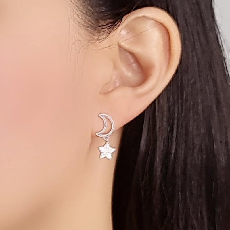 Star & Moon Cubic Zirconia Earrings.