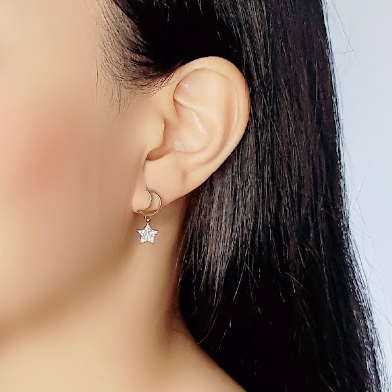 Moon & Star Cubic Zirconia Earrings.