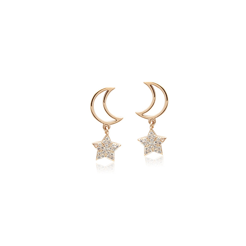 Moon & Star Cubic Zirconia Earrings.