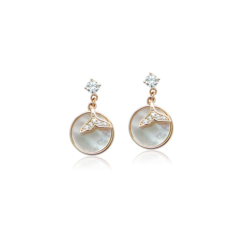 CHOMEL Mermaid Tail Mother of Pearl Rosegold Drop Earrings.