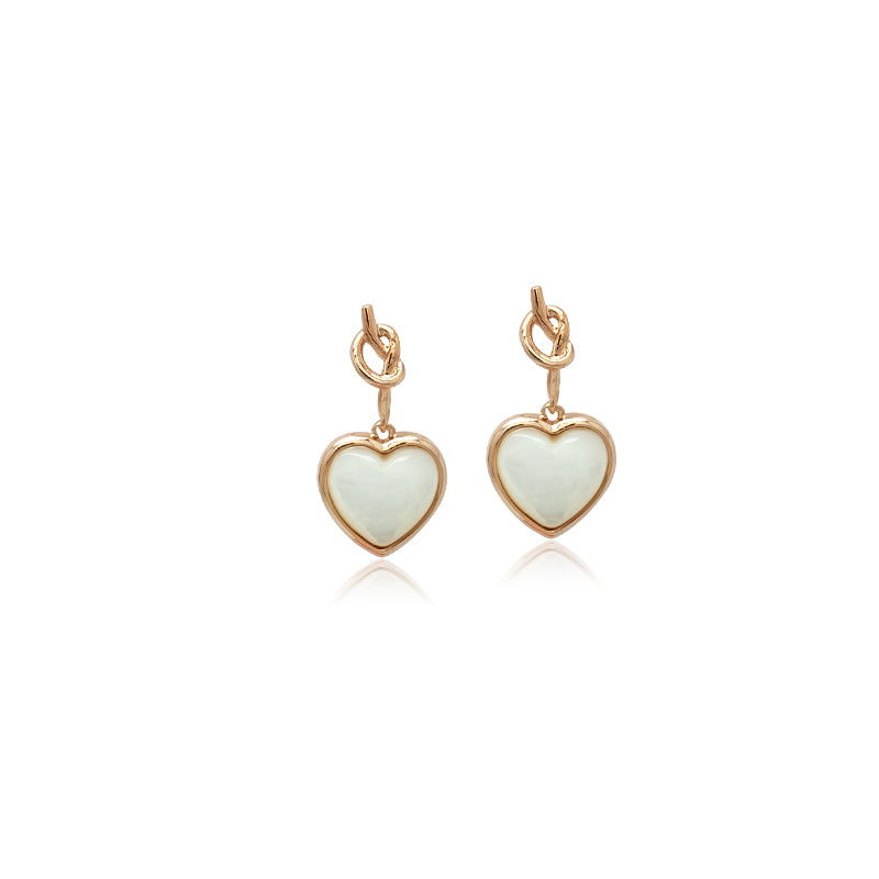 CHOMEL Heart Mother of Pearl Rosegold Drop Earrings.