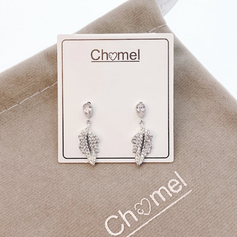Leaf Cubic Zirconia Earrings.