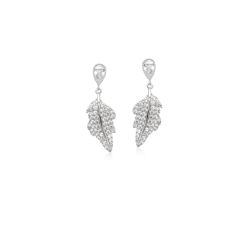 Leaf Cubic Zirconia Earrings.