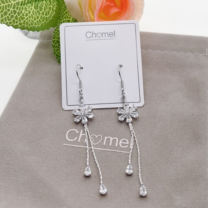 Flower Cubic Zirconia Earrings - CHOMEL