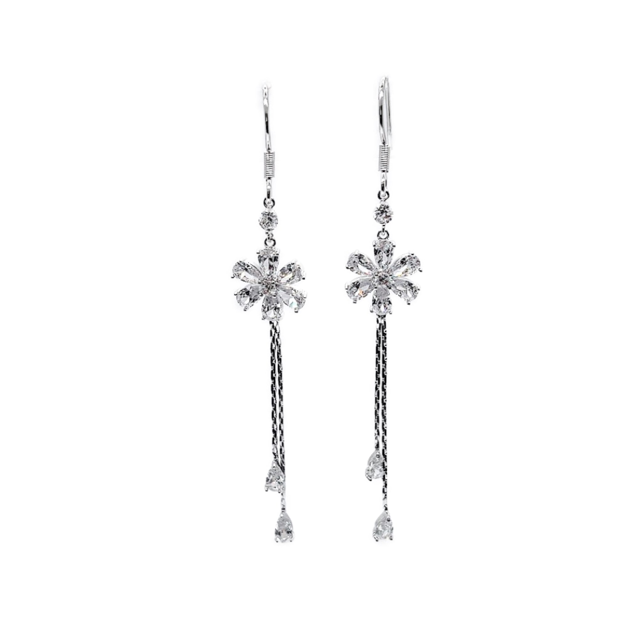 Flower Cubic Zirconia Earrings - CHOMEL