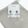 Flower & Ribbon Cubic Zirconia Earrings.