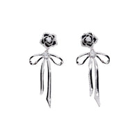 Flower & Ribbon Cubic Zirconia Earrings.