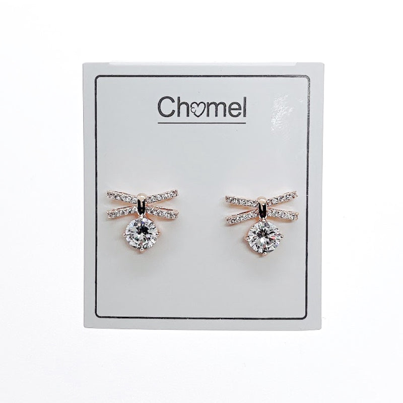 Ribbon Cubic Zirconia Earrings.