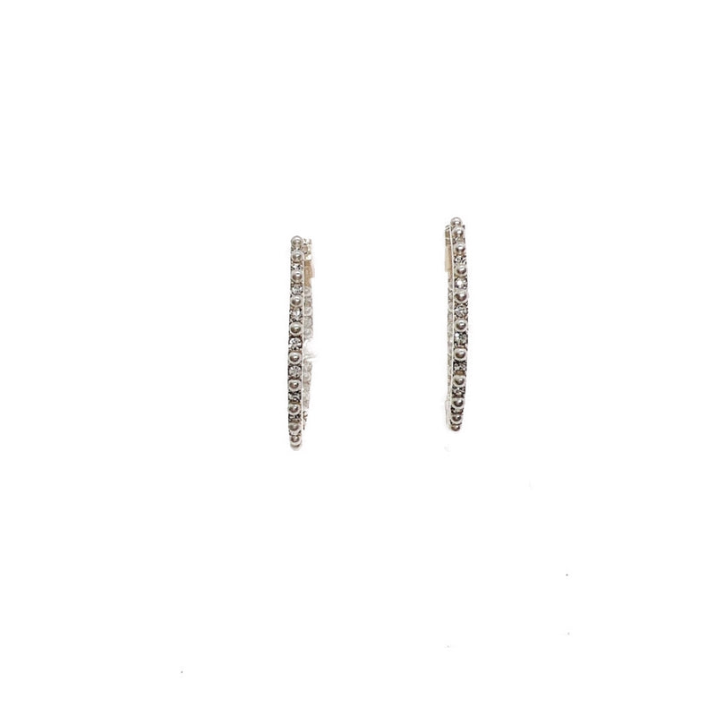 Pearl & Cubic Zirconia Hoop Earrings - CHOMEL