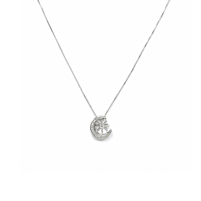 Moon and Star Cubic Zirconia Necklace.