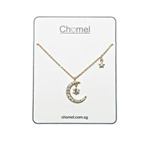 Moon & Star Cubic Zirconia Necklace.