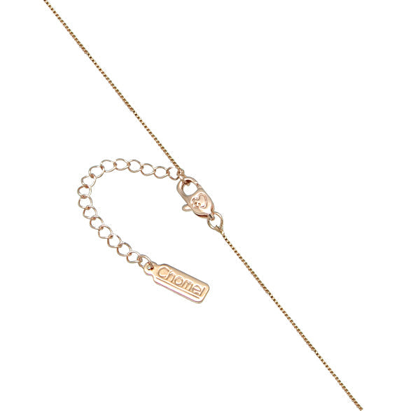 Tunnel cubic zirconia necklace with rosegold plated chain and adjustable length spring clasp