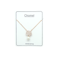 Flower Cubic Zirconia & Pearl Necklace.