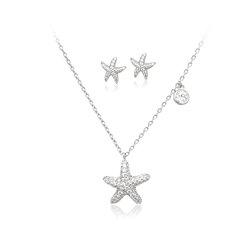 Starfish Cubic Zirconia Necklace & Earrings Set.