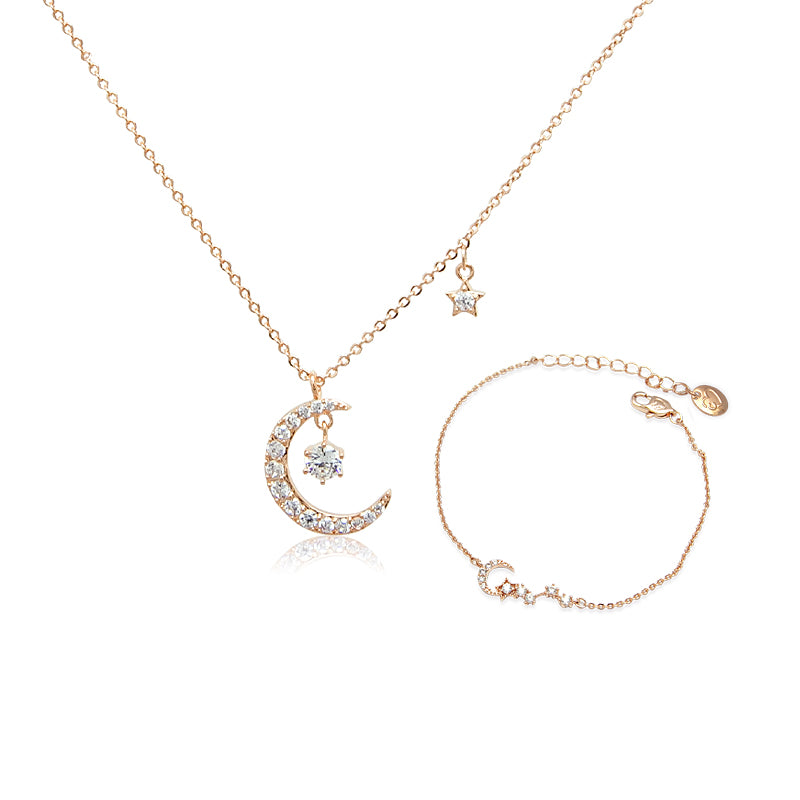 Moon & Star Necklace & Bracelet Set - CHOMEL