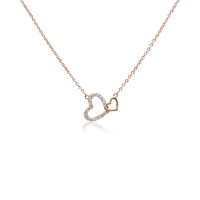 CHOMEL Cubic Zirconia 2 Hearts Rosegold Necklace