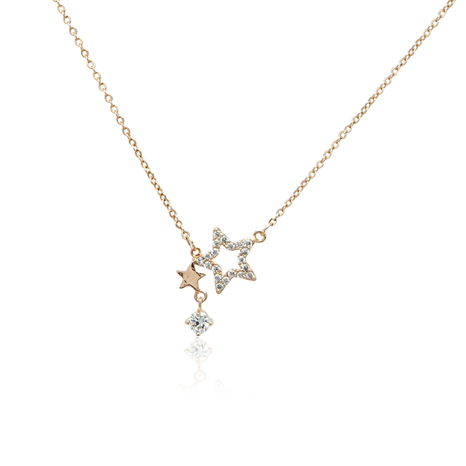 CHOMEL Cubic Zirconia Star with Drop Rosegold Necklace