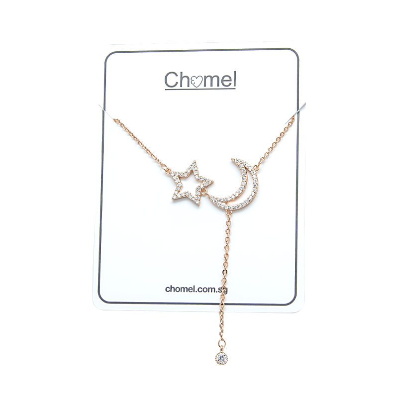 Moon & Star Cubic Zirconia Necklace.