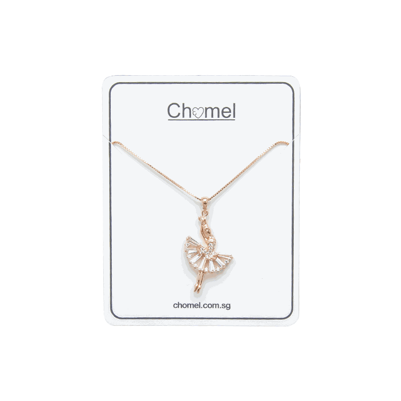 Ballerina cubic zirconia necklace with rosegold plating and adjustable chain