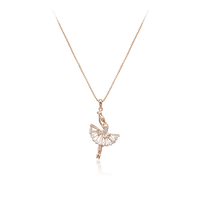 Ballerina cubic zirconia pendant necklace with rosegold plating and adjustable chain