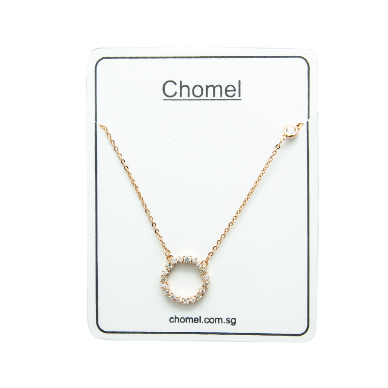 CHOMEL Round Cubic Zirconia Rosegold Necklace.