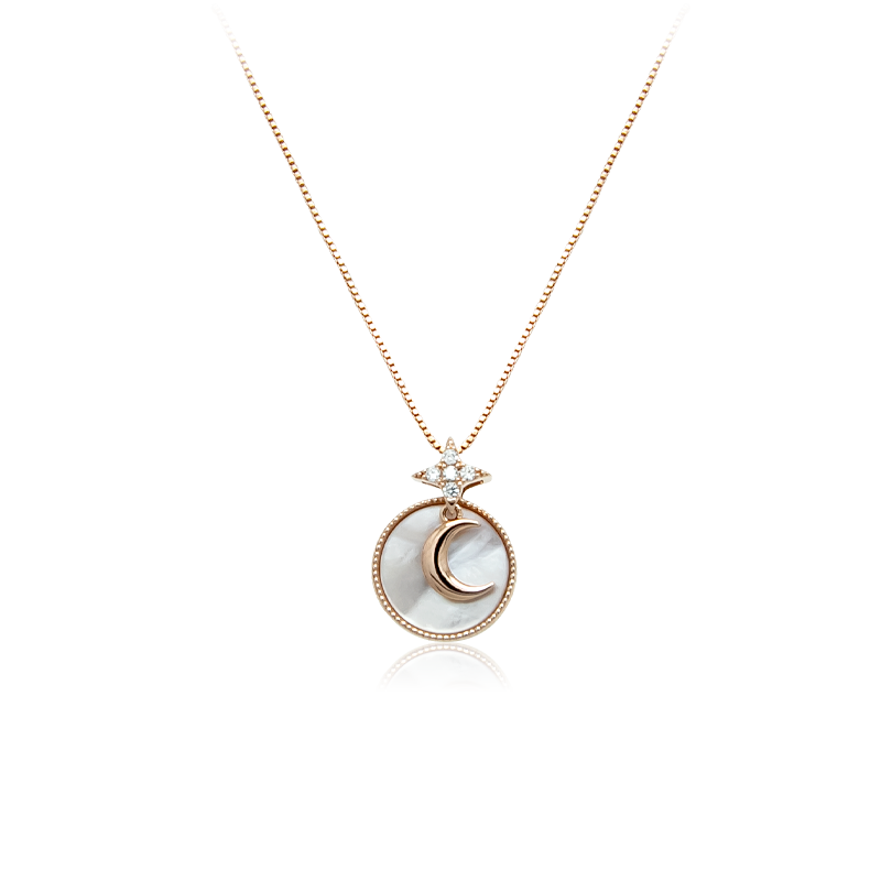 Moon & Star Mother of Pearl Necklace.
