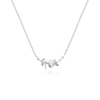 CHOMEL Cubic Zirconia Leaf Rhodium Necklace