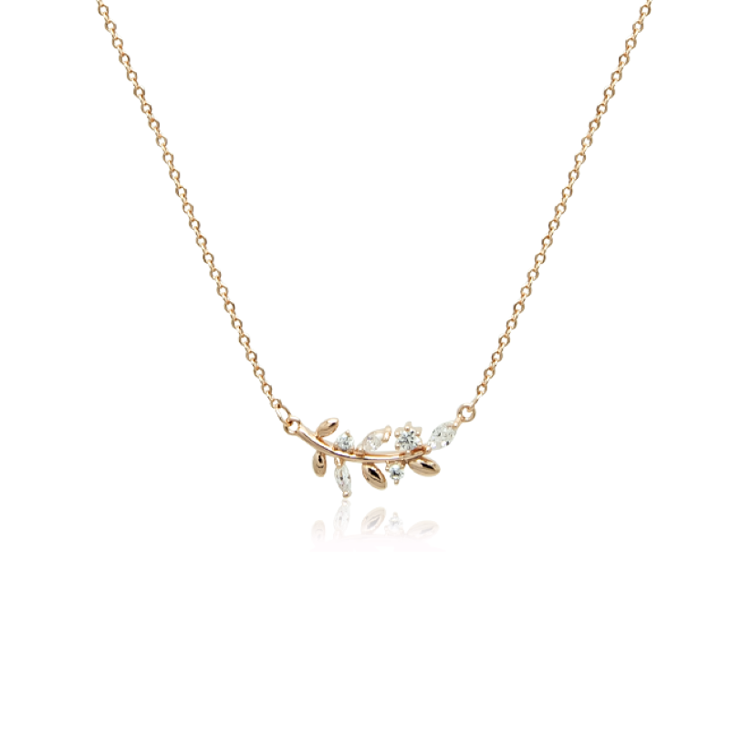 CHOMEL Cubic Zirconia Leaf Rosegold Necklace