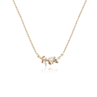 CHOMEL Cubic Zirconia Leaf Rosegold Necklace