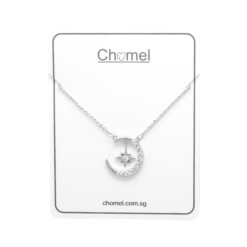 Moon & Star Cubic Zirconia Necklace.