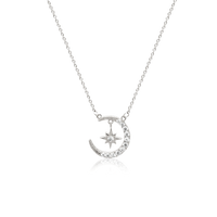 Moon & Star Cubic Zirconia Necklace.