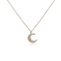 CHOMEL Cubic Zirconia Crescent with Star Rosegold Necklace