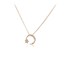 CHOMEL Cubic Zirconia  Moon & Star Rosegold Necklace