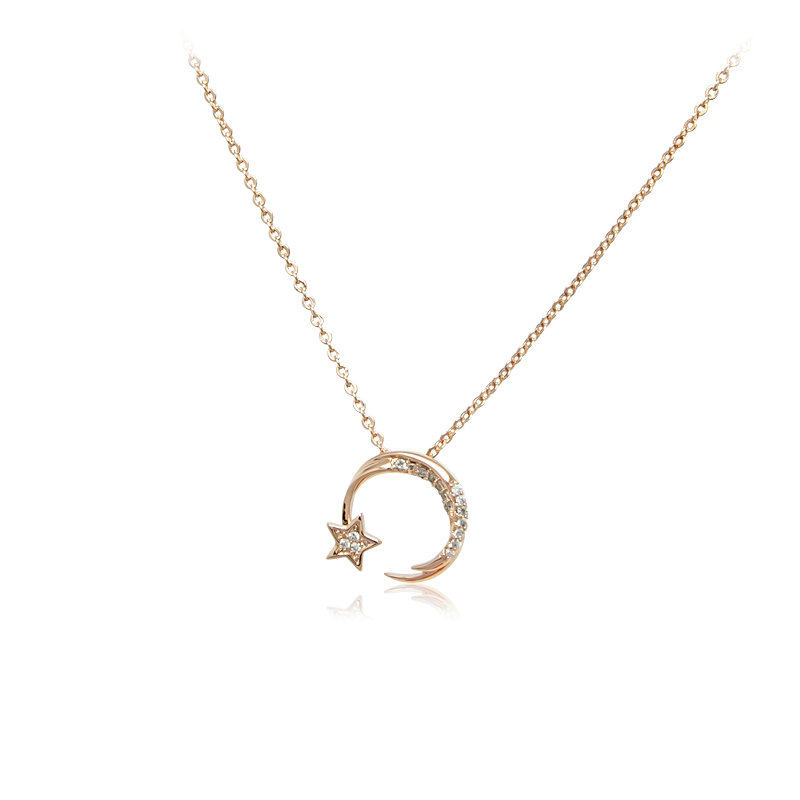 Moon & Star Cubic Zirconia Necklace.