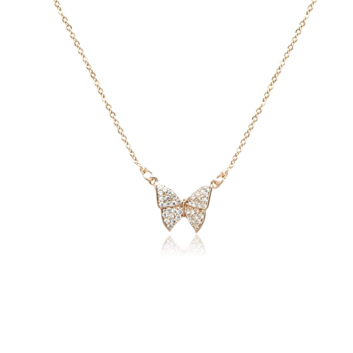 CHOMEL Cubic Zirconia Butterfly Rosegold Necklace