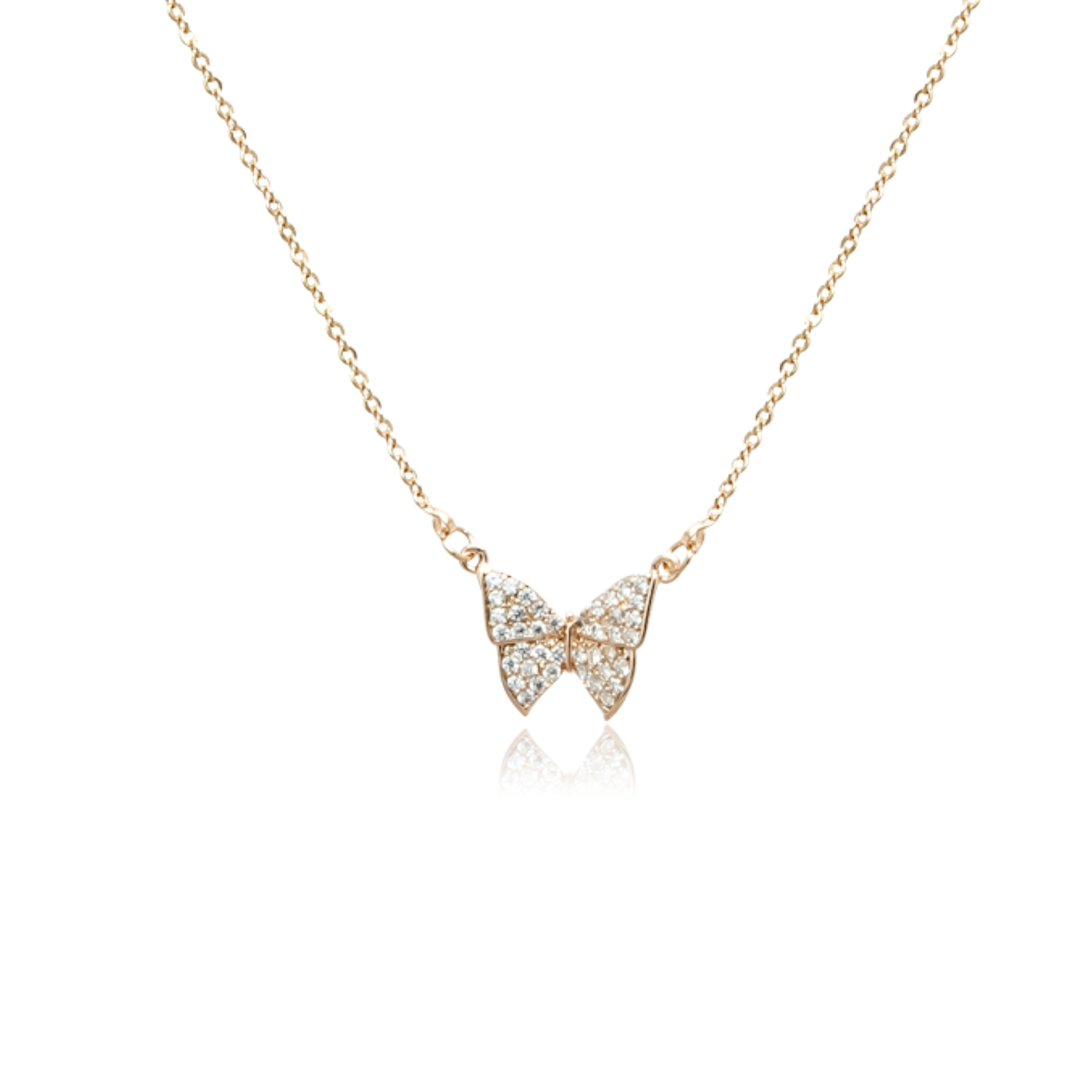 CHOMEL Cubic Zirconia Butterfly Rosegold Necklace