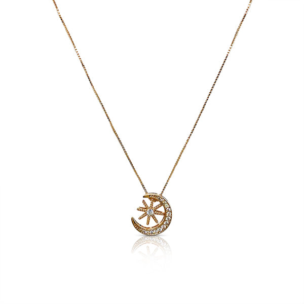 Moon & Star Cubic Zirconia Necklace.