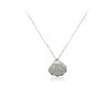 CHOMEL Cubic Zirconia Shell with Simulated Pearl inside Rhodium Necklace