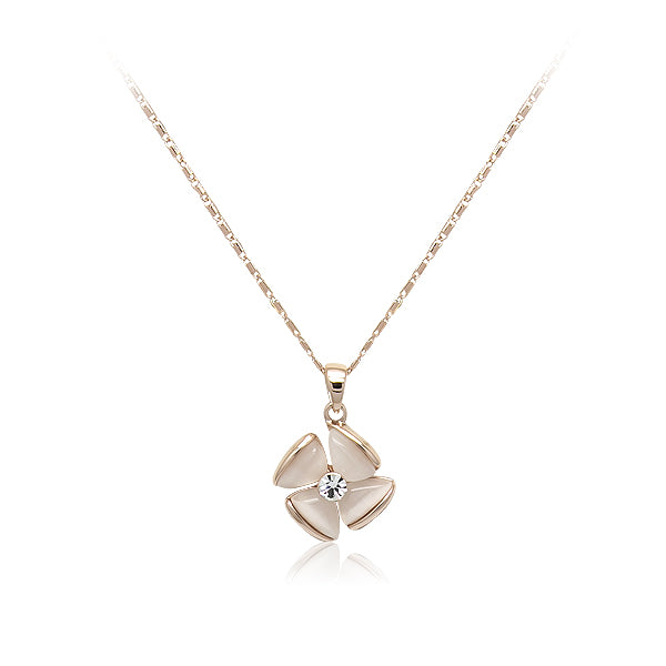 Flower Simulated Moonstone Necklace.
