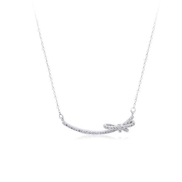 CHOMEL Cubic Zirconia Ribbon Rhodium Necklace