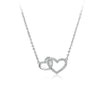 CHOMEL Cubic Zirconia 2 Interlocking Hearts Rhodium Necklace