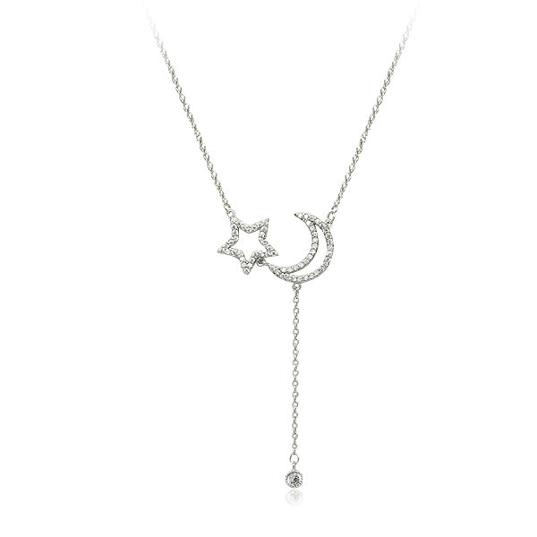 Moon & Star Cubic Zirconia Necklace.