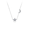 CHOMEL Cubic Zirconia Star and Crescent Rhodium Necklace