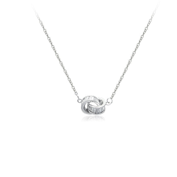 CHOMEL Cubic Zirconia Interlocking Ring Rhodium Necklace